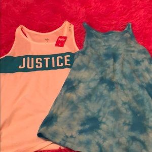 Two girls size 14 Justice tanks